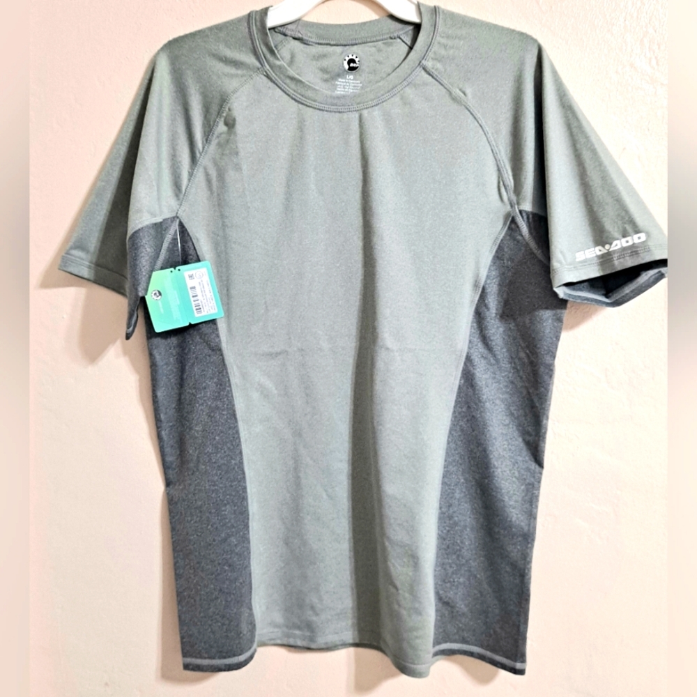 Sea-Doo Short Sleeve Rashgaurd Shirt Smokey Grey UV Performance Wear Size L  NWT